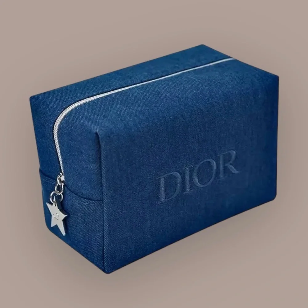Reposh Dior Blue Denim Cosmetic Pouch with Star Charm